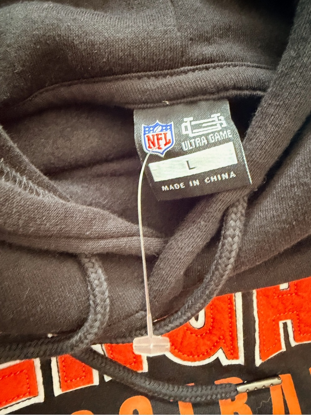 Ultra Game NFL Cincinnati Bengals Black Hoodie Sweatshirt Applique Logo NWT L - Picture 5 of 5